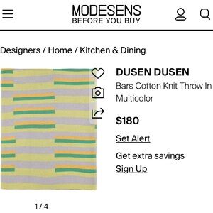 Dusen Dusen BARS Cotton Knit Throw NWOT